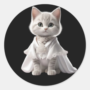 Adesivo Redondo gatos bonitos e engraçados vestindo roupas