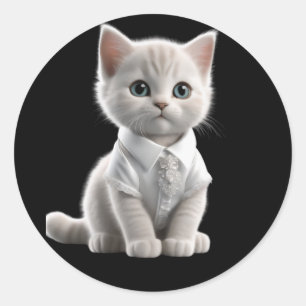 Adesivo Redondo gatos bonitos e engraçados vestindo roupas