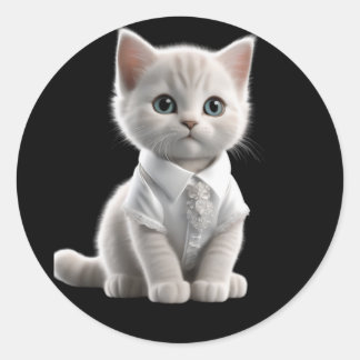 Adesivo Redondo gatos bonitos e engraçados vestindo roupas