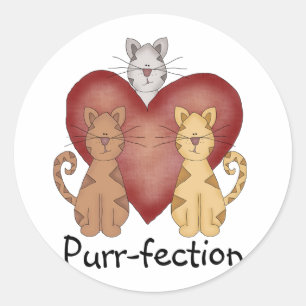 Adesivo Redondo Gatos Camisetas de Purr-fecção e presentes