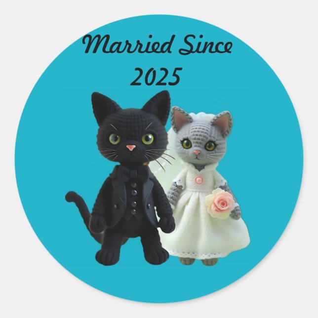 Adesivo Redondo Gatos Casados 2025 (Frente)