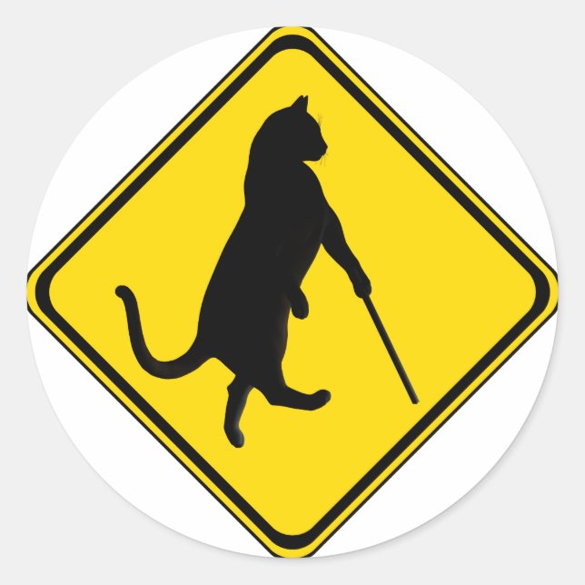 Adesivo Redondo Gatos Cegos Atravessando! (Frente)