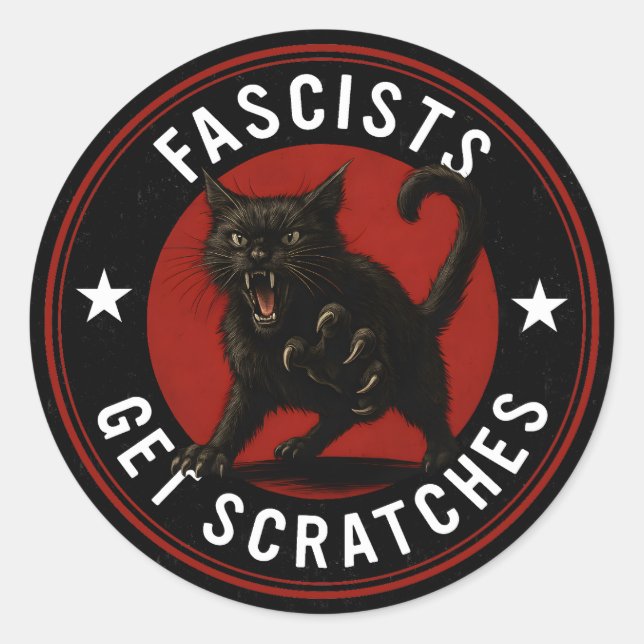 Adesivo Redondo Gatos Contra Fascistas (Frente)
