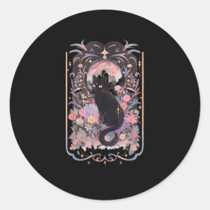 Adesivo Redondo Gatos Cottagecore Academia Goblincore Bruxa Goth H