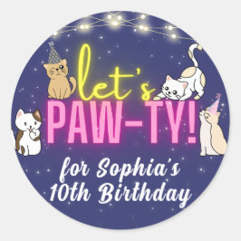 Adesivo Redondo Gatos Cubo Amarelo Neon Cor-de-Rosa Brilhante Favo