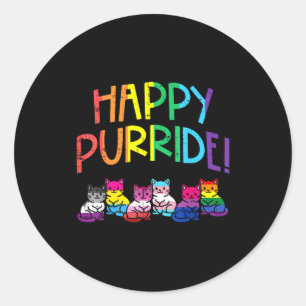 Adesivo Redondo Gatos da bandeira LGBTQ felizes purride mês do org