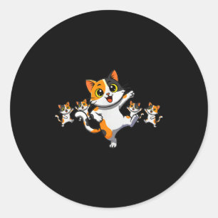 Adesivo Redondo Gatos Dançando Gato Engraçado Amante de Gatos Para