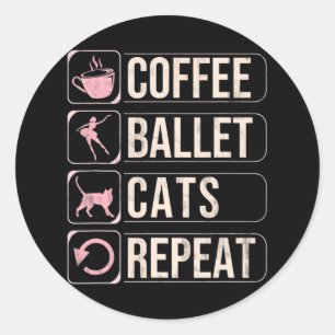 Adesivo Redondo Gatos De Balé De Café Repetem Dançarinos Engraçado