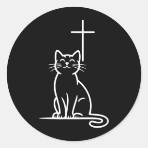 Adesivo Redondo Gatos de estimação cristãos amam Jesus seja feliz