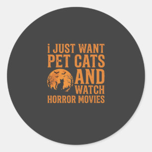Adesivo Redondo Gatos de Estimação Filmes de Terror Design de Hall