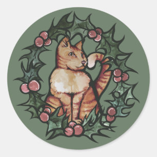 Adesivo Redondo Gatos de Natal de Gato Gato