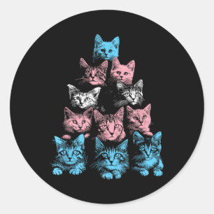 Adesivo Redondo Gatos De Orgulho Transgênero - Gatos De Cubo De Si