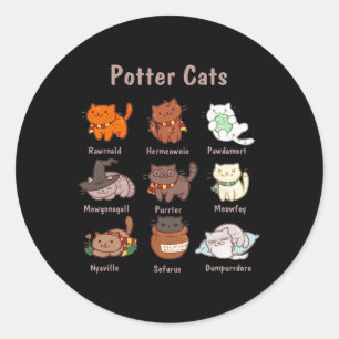 Adesivo Redondo Gatos De Potter Para Amantes De Gato
