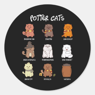 Adesivo Redondo Gatos De Potter Para O Lover De Gato