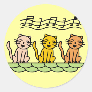 Adesivo Redondo Gatos do canto camiseta e presentes