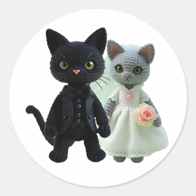 Adesivo Redondo Gatos do casamento (Frente)