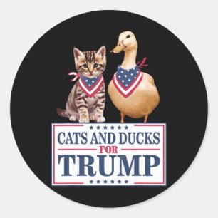 Adesivo Redondo Gatos E Patos Para Trump 2024 Gatinhos E Patos Par