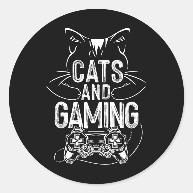 Adesivo Redondo Gatos Engraçados Para Gamer Cat Lover Mãe (Frente)