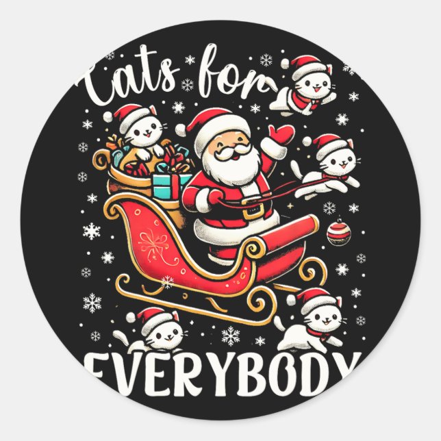 Adesivo Redondo Gatos Engraçados Para Todo Mundo Feliz Natal Engra (Frente)