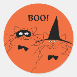 Adesivo Redondo Gatos legais de Halloween!