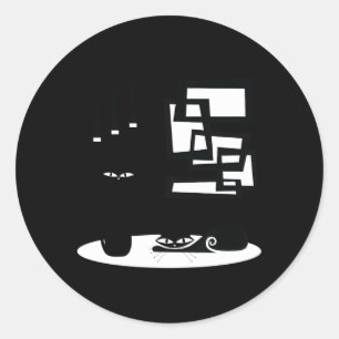 Adesivo Redondo Gatos Modernos De meio século E Atômicos