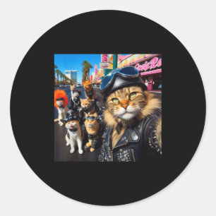 Adesivo Redondo Gatos Motociclistas Engraçados Gatos Gângster Moto