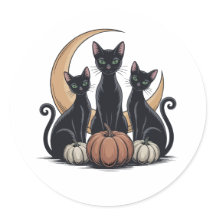 Gatos Negros Abóbora Lua Whimsigothia Halloween