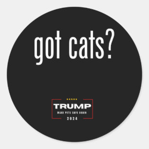 Adesivo Redondo Gatos Obtendo Cães Comendo Gatos - Trump Torna Ani