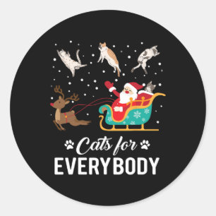 Adesivo Redondo Gatos Para Todos Os Papais noeis De Natal Engraçad