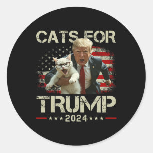 Adesivo Redondo Gatos Para Trump 2024 Divertido Vote Em Trump - Ga