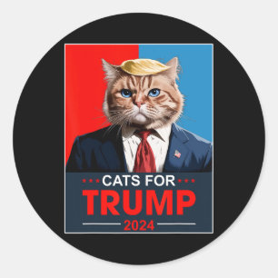 Adesivo Redondo Gatos Para Trump 2024 Divertido Vote Em Trump Gato