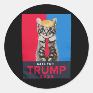 Adesivo Redondo Gatos Para Trump 2024 Tee Engraçado Para Vance Tru