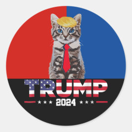 Adesivo Redondo Gatos Para Trump 2024 | Vance Trump Red Blue