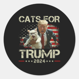 Adesivo Redondo Gatos Para Trump 2024 Voto Engraçado Para Trump -