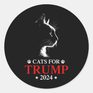 Adesivo Redondo Gatos Para Trump Eleição 2024 Tornem os Gatos Segu