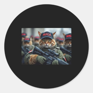 Adesivo Redondo Gatos Pelo Mega Exército Trump Bandeira Americana 