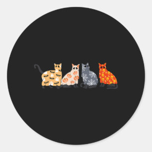 Adesivo Redondo Gatos Pretos Gatinho Gata Abóbora Assustador Sinis