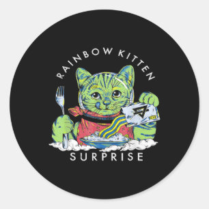 Adesivo Redondo Gatos Rainbow Kitten Surpresa Gota Gelada Comida G