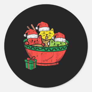 Adesivo Redondo Gatos Ramen de Natal Anime Natal Xmas Crianças Men