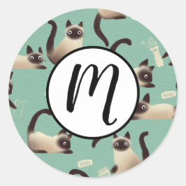 Adesivo Redondo Gatos Siameses Ruins A Arrancar Coisas