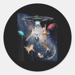 Adesivo Redondo Gatos Ufo Para Adultos Gatos Galáxicos Gatos Gatos