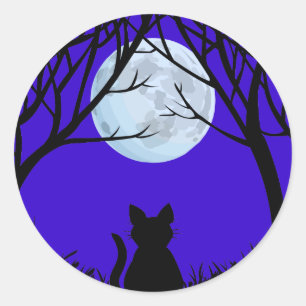 Adesivo Redondo Gatos Vedantes Diversão Halloween