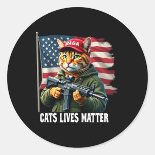 Adesivo Redondo Gatos Vivem Problema Engraçado Trump 2024 Cat Voti