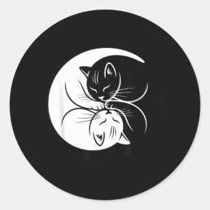 Adesivo Redondo Gatos Yin Yang Preto E Branco Amante De Gato Fofo