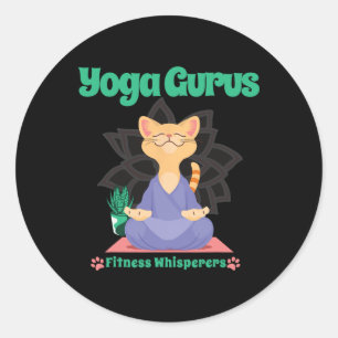 Adesivo Redondo Gatos Zen Mestres de Yoga Meditação Calma Vibraçõe