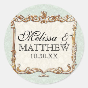 Adesivo Redondo Gatsby Art Deco Nouveau Lace Faux Dourada Tulip