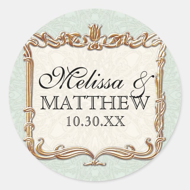 Adesivo Redondo Gatsby Art Deco Nouveau Lace Faux Dourada Tulip (Frente)