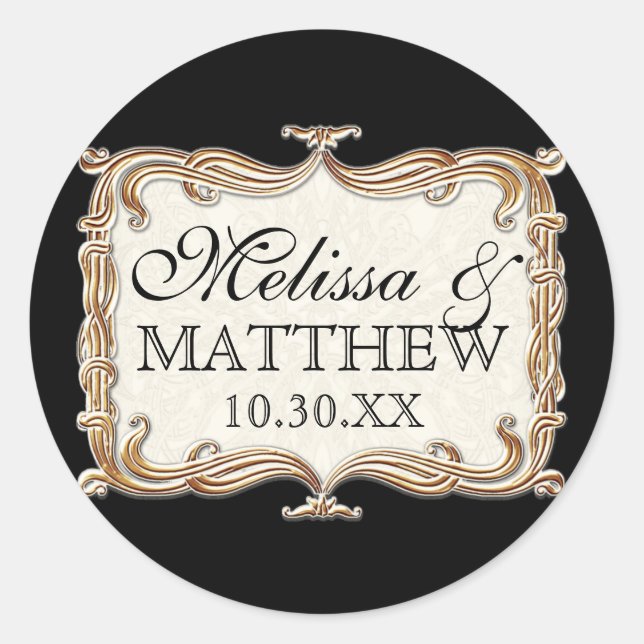 Adesivo Redondo Gatsby Art Deco Nouveau Lace Faux Dourada Tulip (Frente)