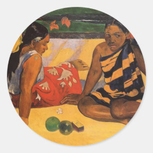 Adesivo Redondo Gauguin French Polynesia Tahiti Women Painting