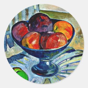 Adesivo Redondo Gauguin - Fruta Dish em uma Cadeira de Jardim